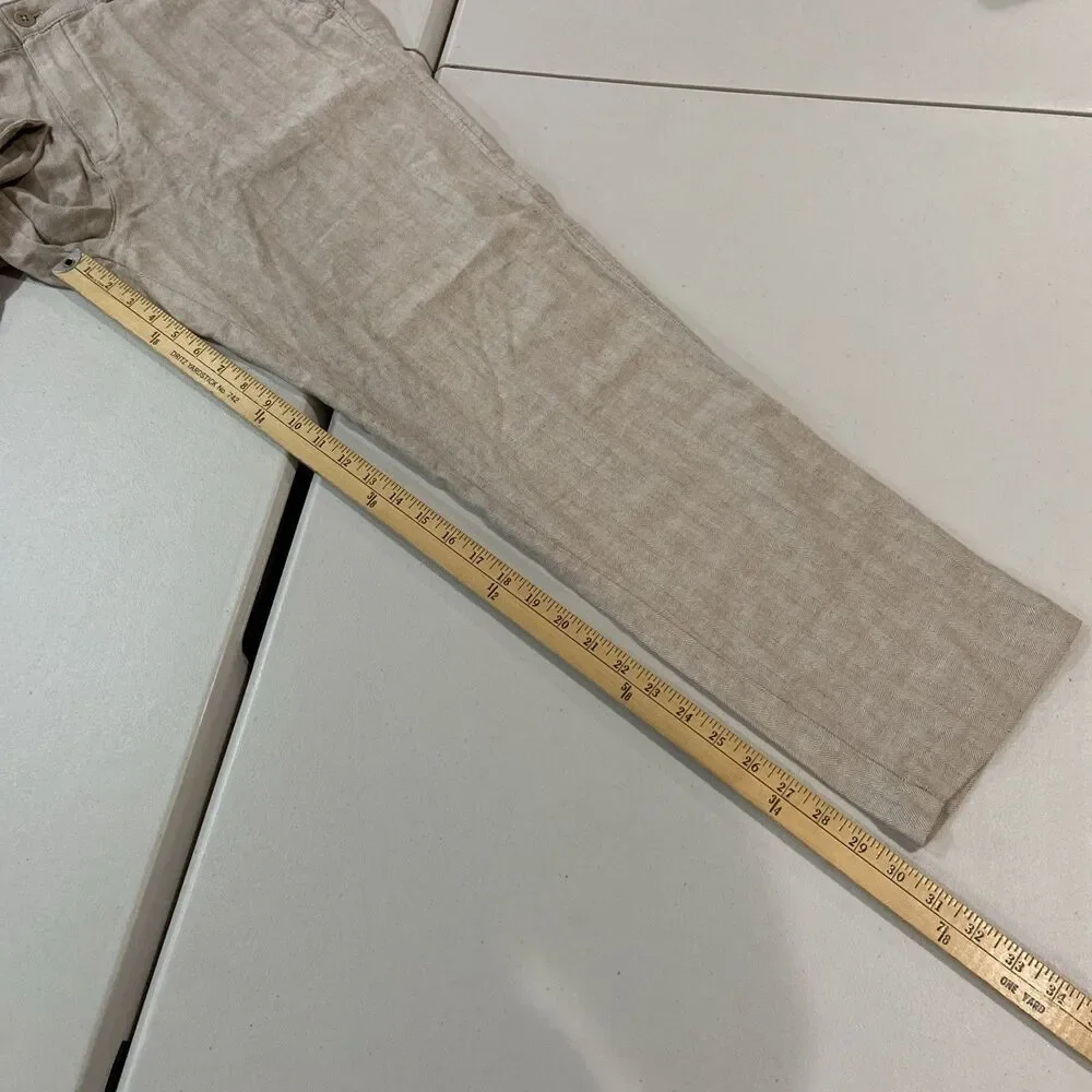 Abercrombie & Fitch Men’s Straight Fit Stretch Herringbone Pants Beige 36x32